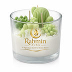 Rabmin Aura Luxury Cactus Garden Candle – Artisan Succulent Soy Wax Candle in Elegant Glass Jar, Long Lasting Clean Burn Home Fragrance Décor