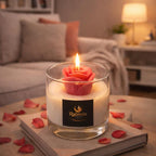 RABMIN AURA Rose Flower Scented Candle, Handmade, Glass Jar, Romantic Home Décor & Gift