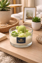 Rabmin Aura Luxury Cactus Garden Candle – Artisan Succulent Soy Wax Candle in Elegant Glass Jar, Long Lasting Clean Burn Home Fragrance Décor
